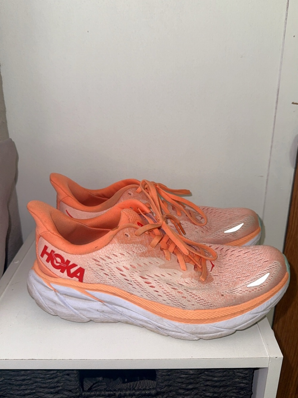 Hoka Women's Peach/Orange Running Shoes - Cushioned Road Trainer